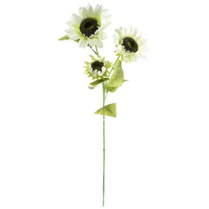 88cm White Artificial Sunflower - 3 heads