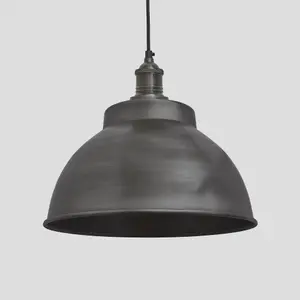 Industville Brooklyn Dome Pendant, 13 Inch, Pewter, Pewter Holder