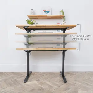 D1 Electric Standing Office Desk & Solid Oak Wood Desk Top - 1500mm x 800mm x 40mm Desktop - Sit Stand Electric Adjustable Desk