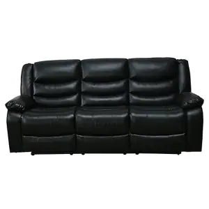 Sorreno Bonded Leather Recliner 3 Seater Sofa In Black