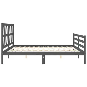 Berkfield Bed Frame with Headboard Grey 200x200 cm Solid Wood