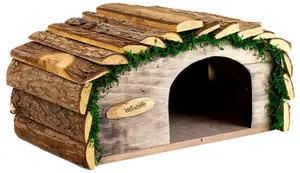 Woodside Hedgehog House with Bark Roof