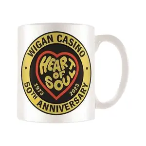 Wigan Casino Keep The Faith Heart 50th Anniversary Mug White/Yellow/Black (One Size)