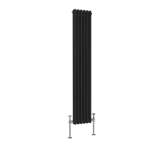 Right Radiators 1500x290 mm Vertical Traditional 2 Column Cast Iron Style Radiator Black