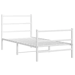 Berkfield Metal Bed Frame without Mattress with Footboard White 90x190cm