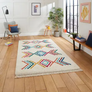 Multi Geometric Kilim Modern Shaggy Easy to clean Rug for Dining Room-120cm X 170cm