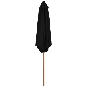 Berkfield Outdoor Parasol with Wooden Pole Black 270 cm