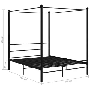 Berkfield Canopy Bed Frame Black Metal 160x200 cm