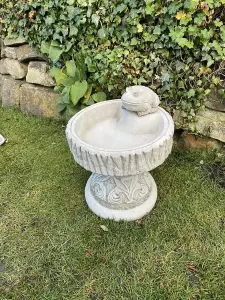 Rustic Garden Birdbath with Frog atop