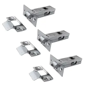 MORTICE TUBULAR LATCH 2.5" 63mm x 3 Internal Door Catch NICKLE PLATE