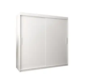 Tokyo Contemporary 2 Sliding Door Wardrobe 9 Shelves 2 Rails White Matt (H)2000mm (W)2000mm (D)620mm