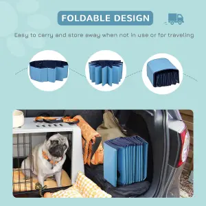 PawHut Pet Paddling Pool Cat Dog Indoor/ Outdoor Foldable 80cm Diameter Blue