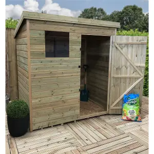 6 x 4 Garden Shed Pressure Treated T&G PENT Wooden Garden Shed - 1 Window + Single Door (6' x 4' / 6ft x 4ft) (6x4)