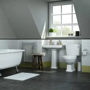 Cooke & Lewis Serina White High-low Toilet with Soft close seat & Low level cistern