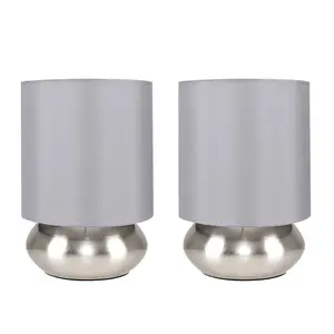 Vatukoula 21.5cm Table Lamp Set (Set of 2) Grey / Brushed Chrome