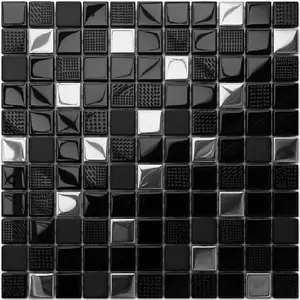 Glass mosaic on mesh for bathroom or kitchen 300mm x 300mm - Volcano Silver