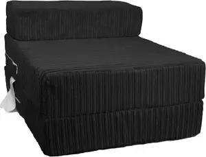 Jumbo Cord Z Bed Fold Out Chair Sofa Lounger - Black