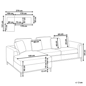 Right-Hand Corner Sofa OSLO Grey Velvet Right Hand