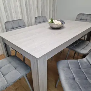 Dining Table and 6 Chairs Grey 6  Grey Velvet Chairs Wood Dining Set Furniture