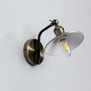 Inlight Bureau Satin Antique brass effect Wired LED Wall light