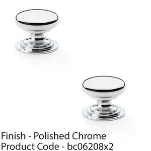 2 PACK - Stepped Round Door Knob Polished Chrome 25mm Classic Kitchen Cabinet Pull Handle