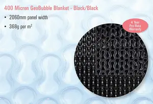 12ft Round Geo-Bubble Black 400 Micron Swimming Pool Cover Solar Heat Retention British Made