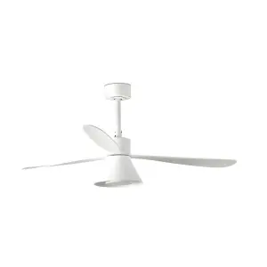 Luminosa Amelia Large Cone Led White Ceiling Fan, 6 Speed