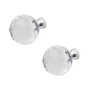 DecorAndDecor - TAYBERRY Polished Nickel Crystal Cabinet Knobs Diamond Clear Glass Door Cupboard Drawer - Pair