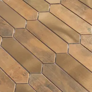 Enaide Copper Gloss & matt Copper & stainless steel Mosaic tile sheet, (L)330mm (W)282mm