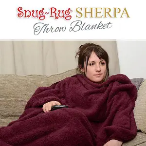 Snug Rug Blanket Luxury Sherpa Fleece Sofa TV Throw Gift Blankets 127x178cm - Mulberry Red