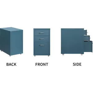 Abdulai 28cm Wide 3 -Drawer Mobile Steel File Cabinet Blue