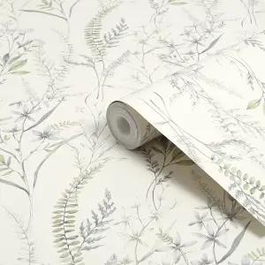 Fresco Jasmin Fern Floral Green Wallpaper