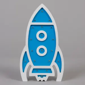 Litecraft Blue Rocket Glow Kids LED Table Lamp