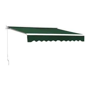 Garden Retractable Awning Patio Canopy Awning Manual Door Awning Outdoor Sun Shade Shelter with Winding Handle,Green,3.5 m x 3 m