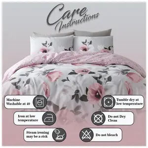 Pitzer Cotton Blend Floral Duvet Cover Set with Pillowcases Kingsize - 2 Standard Pillowcases