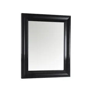 Ganji Black Curved Rectangular Wall-mounted Framed Mirror, (H)63cm (W)53cm