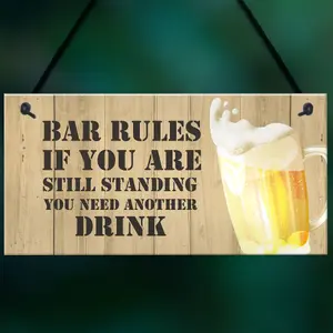 Red Ocean Novelty BAR RULES Sign Funny Home Bar Sign Man Cave Birthday Gifts For Him