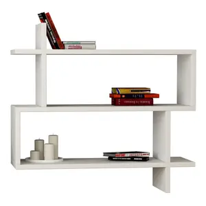 Argonaut Modern Wall-Mounted 2-Tier Floating Bookshelf White