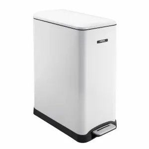 Cooks Professional Dual Recycle Kitchen Pedal Waste Bin 50L White