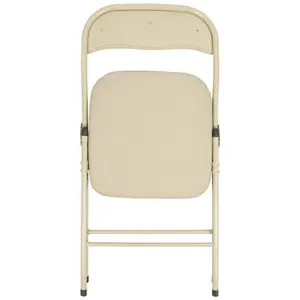 Fabric Padded Metal Folding Chairs - Beige - Pack of 4