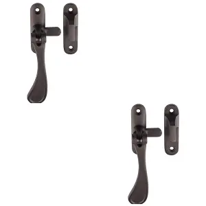 2 PACK - Spoon End Reversible Casement Window Fastener Handle 103mm Length Matt Bronze