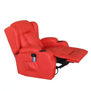 WestWood 8 Point Leather Massage Cinema Recliner Sofa Heated Swivel Rocking Chair Red