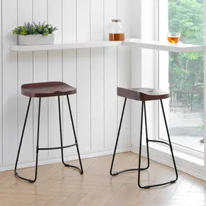 Gallitzin Solid Wood Kitchen Counter Bar Stool (Set of 2) Walnut / Counter Stool (68.5cm Seat Height)