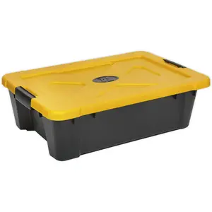 Durable 27L Black Stackable Storage Container with Lid - 600 x 400 x 185mm