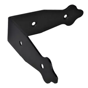 Pack of 1 x Black Corner Bracket - 115 x 115 mm Steel Right Angle Braces L Shaped Retro Decorative Metal Bracket 90 Degree Corner