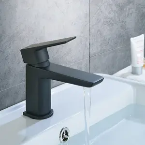 Nes Home Keninton Bathroom Mono Basin Mixer Black Matt Tap