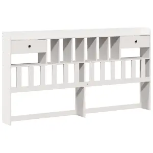 Berkfield Bookcase Bed without Mattress White 180x200cm Super King Solid Wood Pine