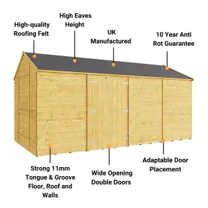 BillyOh Expert Tongue and Groove Reverse Apex Workshop - Pressure Treated - 16x8 - Windowless