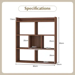 Costway 7 Cubes Open-back Bookshelf Home Storage Display Shelf Wooden Bookcase