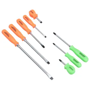 Screwdriver Set PZ Pozi Flat Head 8pc Mechanics High Vis Handles